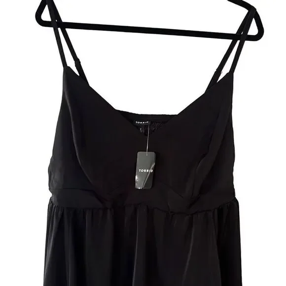 NWT Torrid Black Silky Peplum Camisole Adjustable Straps Women’s 2X 18-20 - Picture 2 of 8